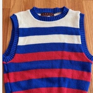 Vintage Great Connections Striped Blue and Pink Sleeveless Sweater vest size 10